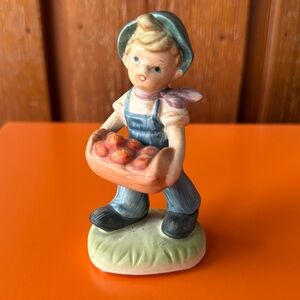 Boy With Apple Basket Napcoware Figurine